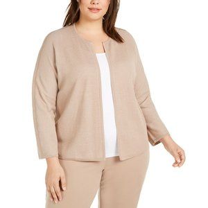 Eileen Fisher Cardigan Plus Size Women Long Sleeve Textured Knit Sweater Tan